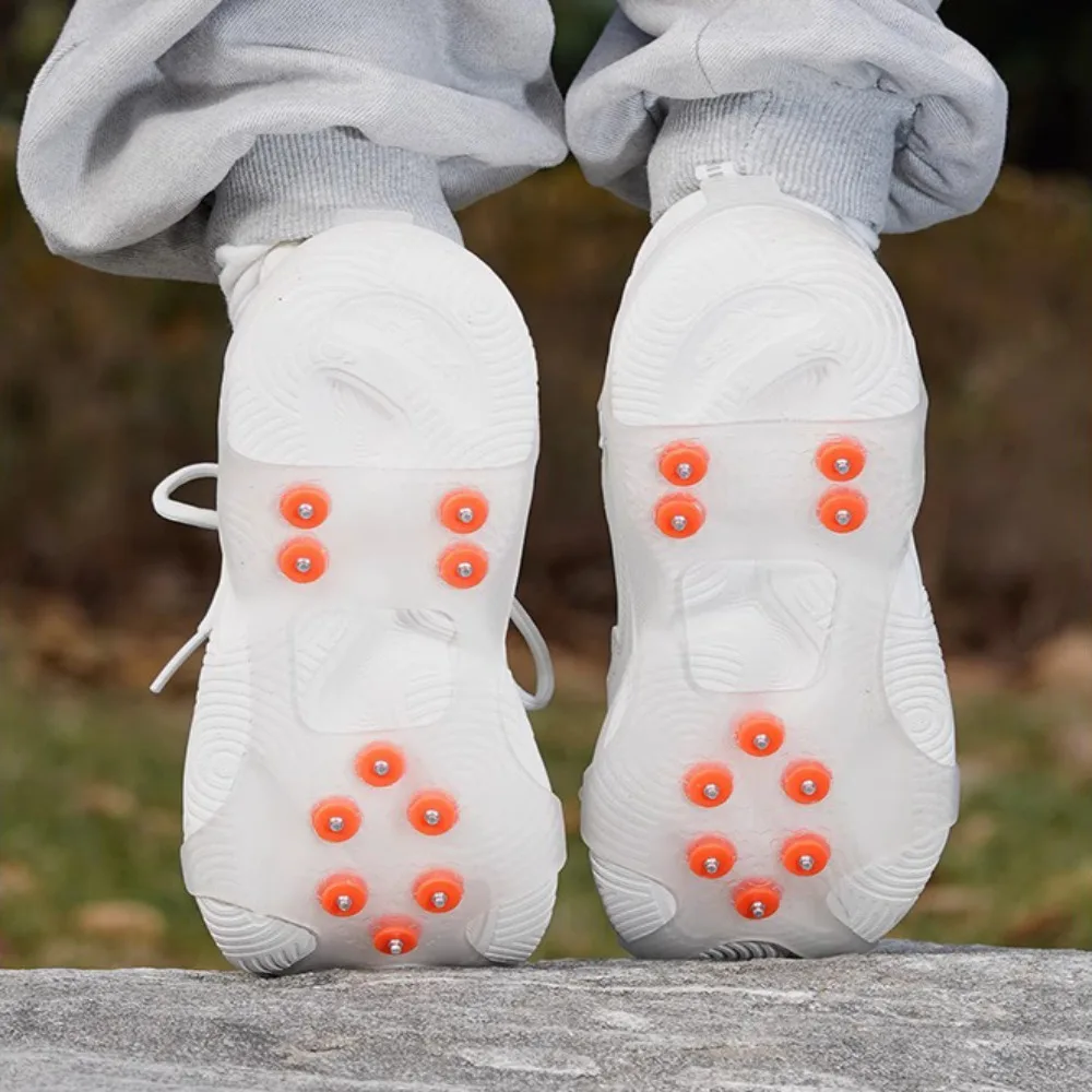 1 Par de Accesorios para Calzado, Antideslizantes con 10 Dientes, Crampones Universales para Zapatos, Duraderos, para Todo Tipo de Terreno, Tracción en Hielo