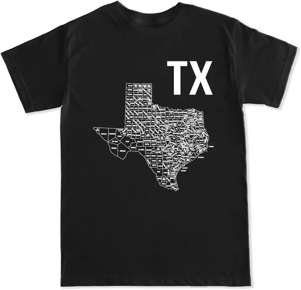 

Мужские футболки TX Texas Map V1 высокого качества из 100% хлопка с коротким рукавом