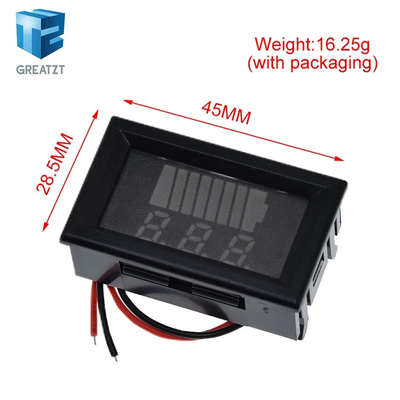 Car Battery Charge Level Indicator 12V-60V Lithium Battery Capacity Meter Tester Blue Display LED Tester Voltmeter Waterproof