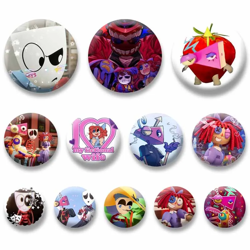 Funny Anime Figure Ragatha Gangle Zooble Brooch Cartoon Round Badge Cute Lapel Pin Backpack Shoes Decoration Jewelry Accessories