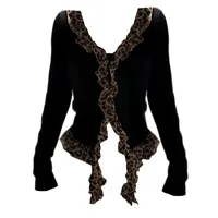 American Style Leopard Print Long Sleeve T-Shirt Women's Spring Autumn New Slim Fit High-End Feel Pure Desire Top