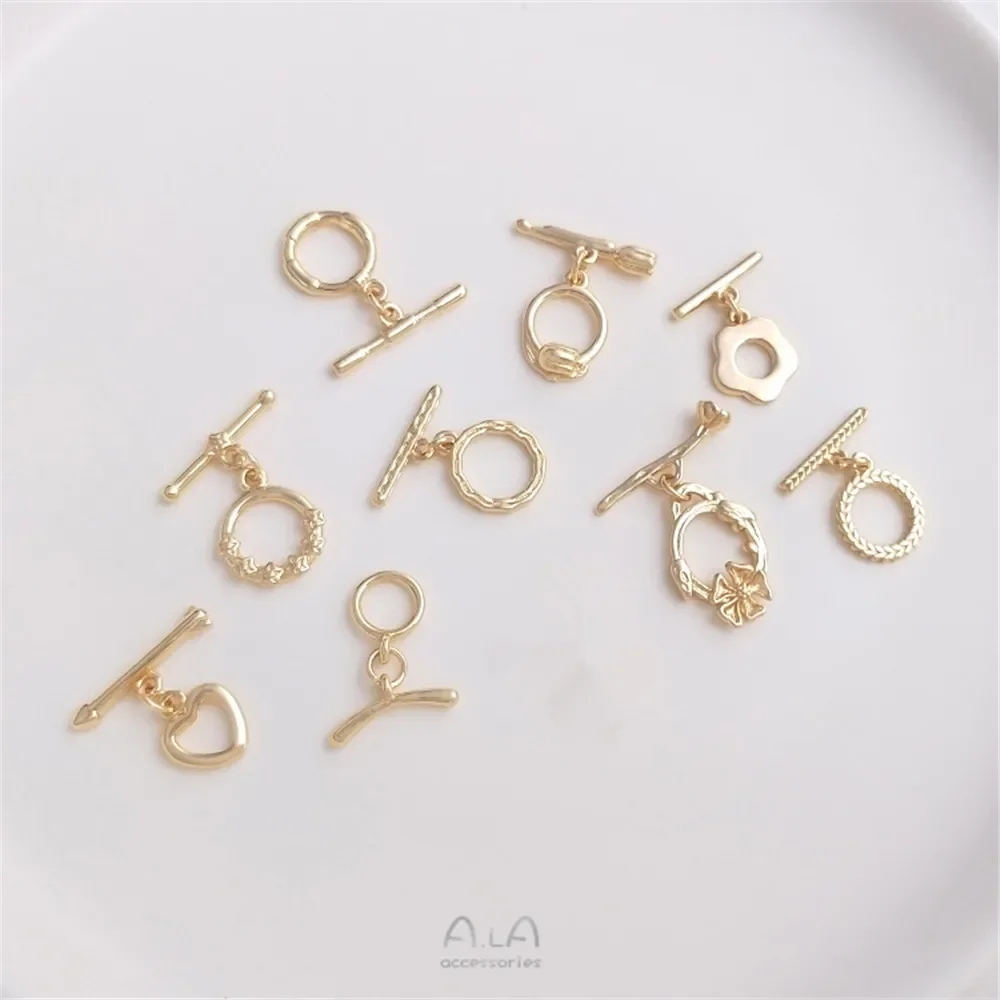 

14K package gold mini models OT buckle peach heart-shaped plum four-leaf clover wheat spike flower vine jewelry chain buckle