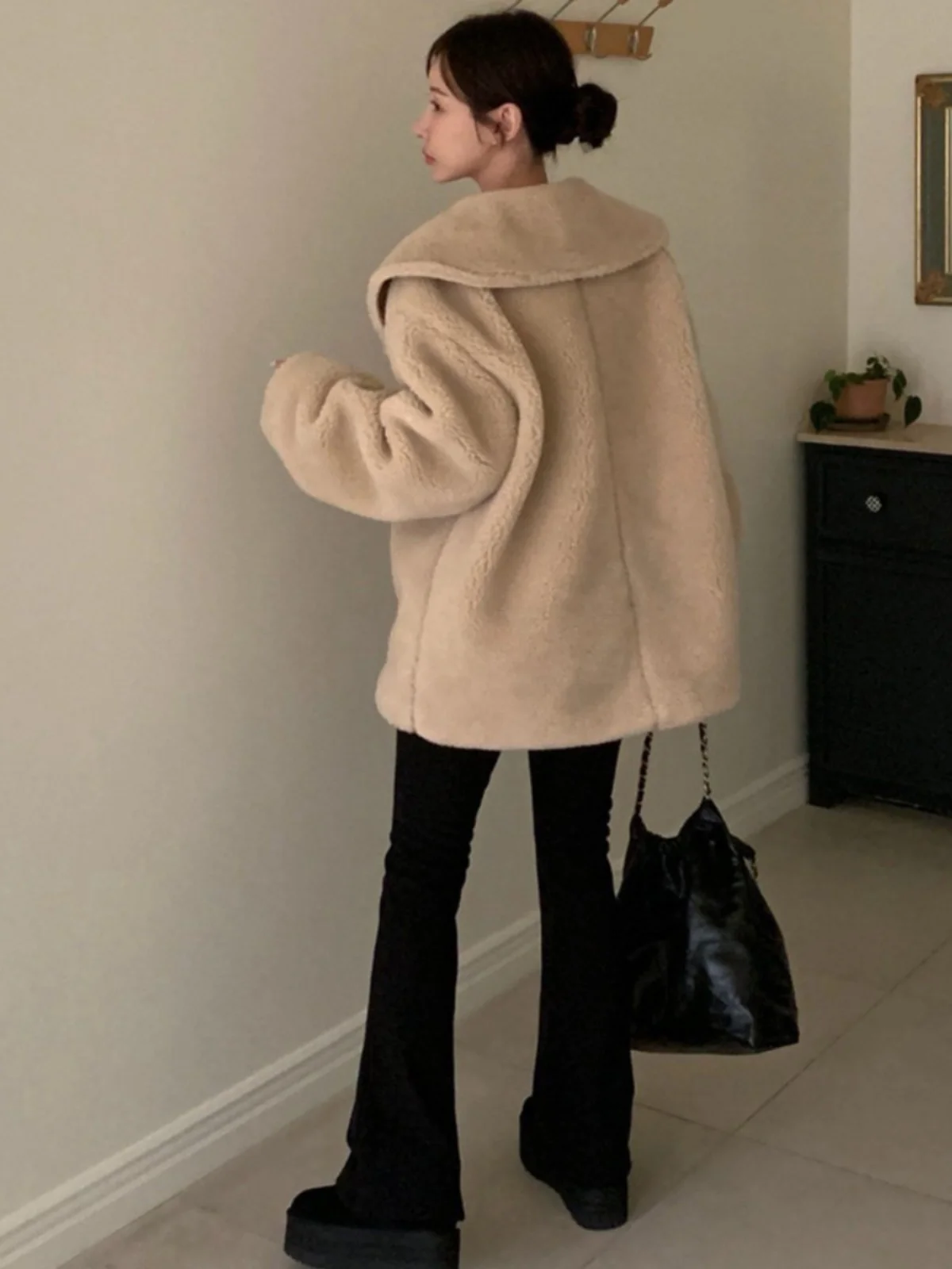 ラムファーフーディー Jaet レディース ルーズ ラジー スレ シュ  ウォーム f ジッパー コットンコート 上半身 無地 通勤 冬 ロングコート