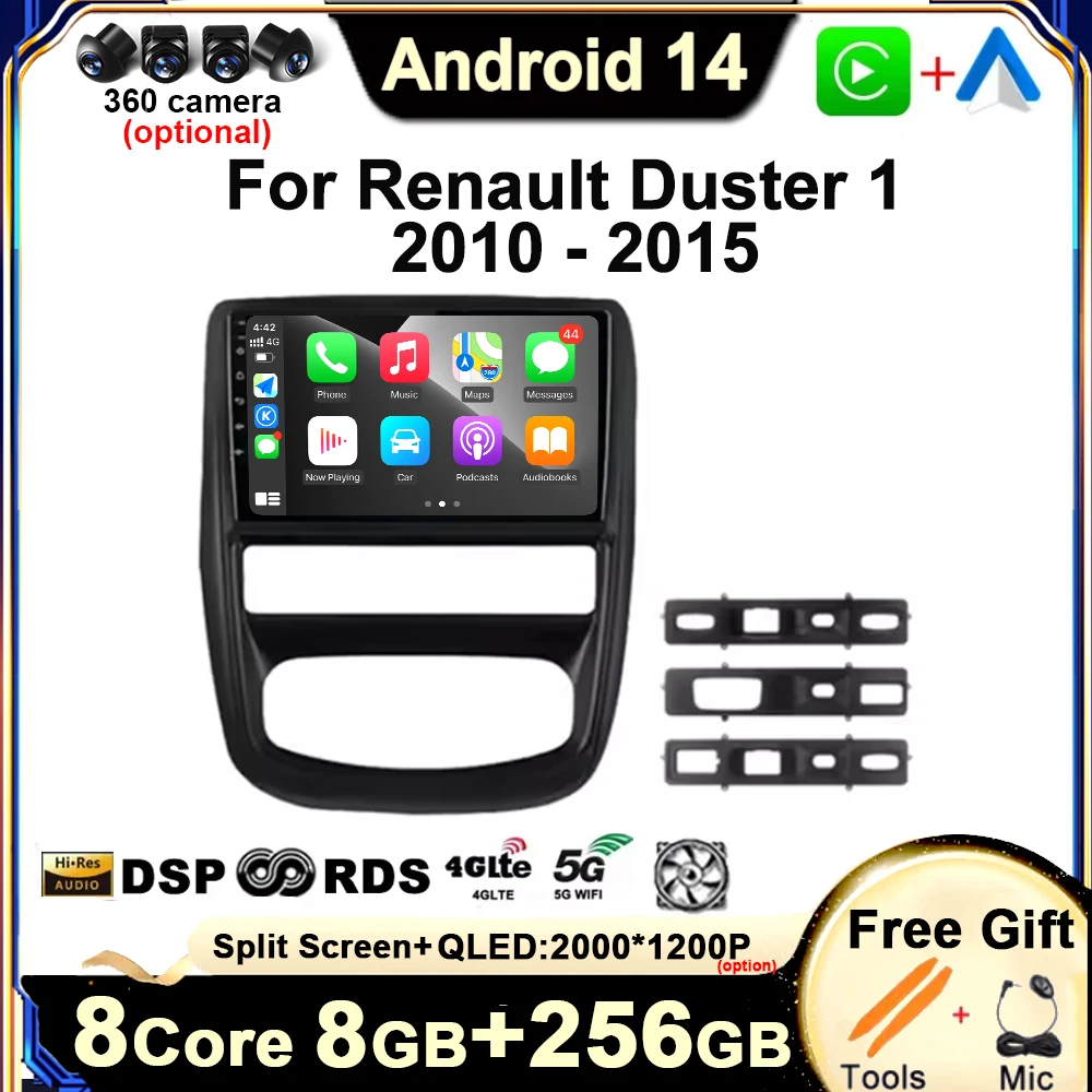 

Автомобильный мультимедийный радиоплеер для Renault Duster 1, 2010, 2011, 2012-2015, Android 14, навигация, 4G, Wi-Fi, автомобильные аксессуары, DSP, стерео