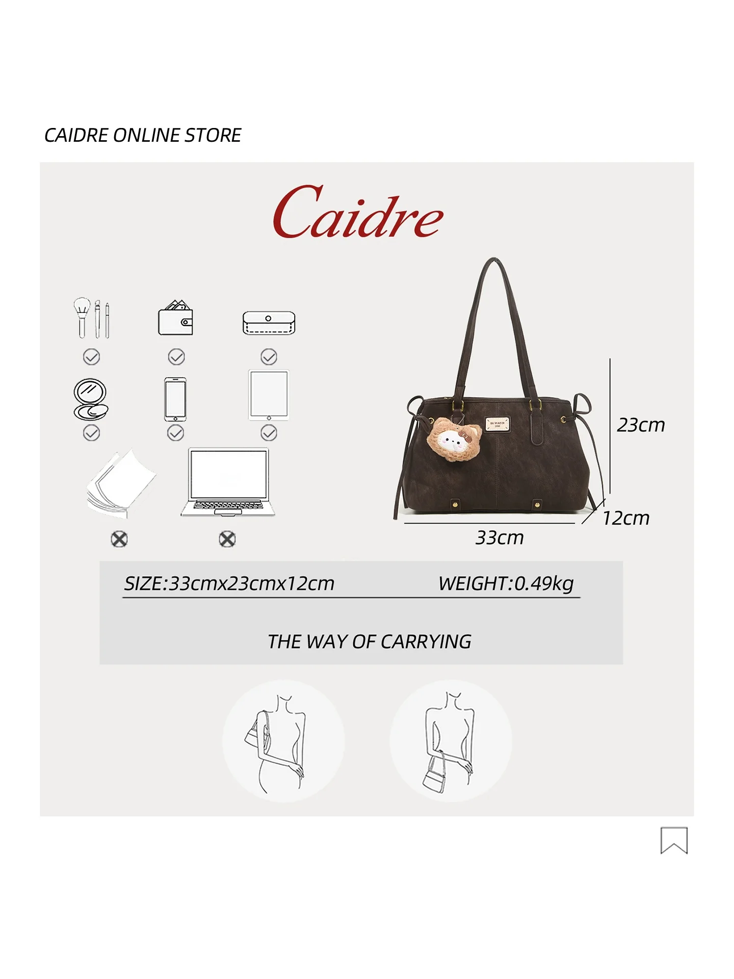Caidre Large Capacity Women's Tote Bag 2026 Commuter Armpit Shoulder Bag Multi-Use Double Backpack Soft Korean Style Leisure