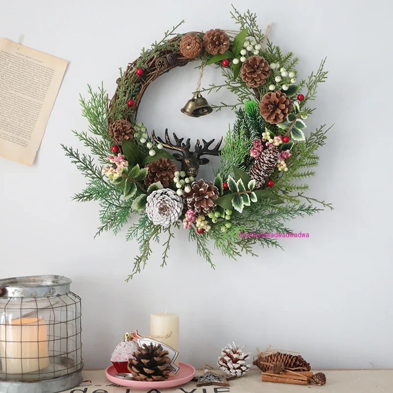 Korean ins style Christmas wreath door hanging Christmas decoration pendant scene arrangement window ornament