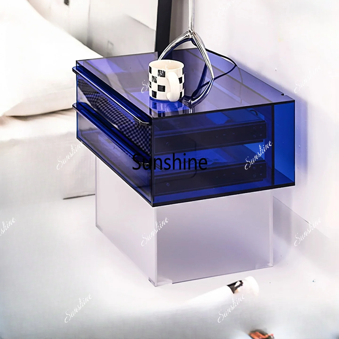 Acrylic suspended bedside table small apartment simple bedroom bedside drawer side cabinet