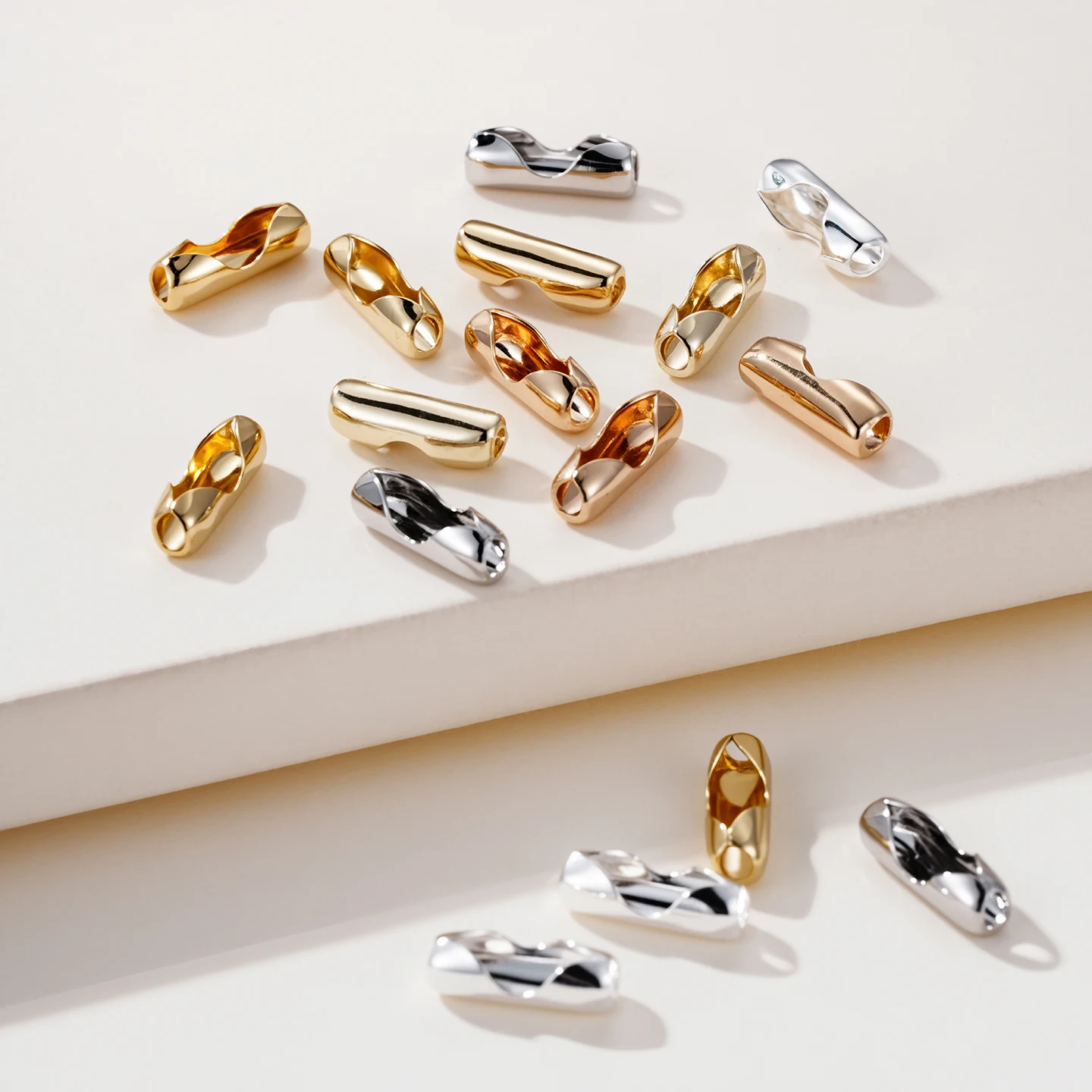 Застежки для цепочек из латуни с позолотой 18K, диаметр 1.5-2.4 мм, оптовая продажа, цепочка с бусинами для самостоятельного изготовления украшений, соединительные застежки для ожерелий.