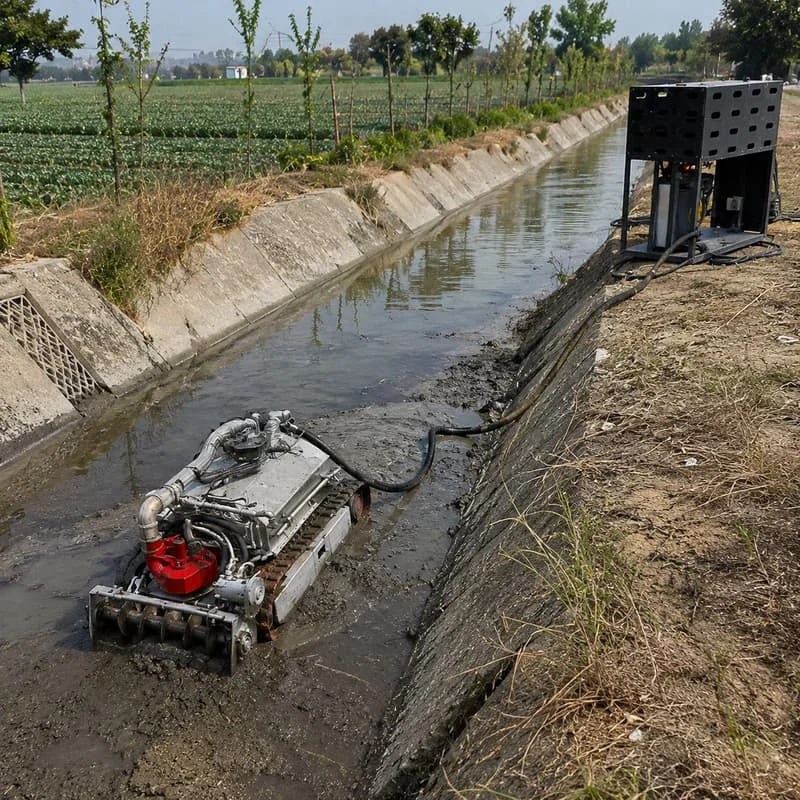 Suction Dredging Robot Hydraulic Crawler Machine Remote Control Customized Sludge Cleaner for Wastewater Facilities