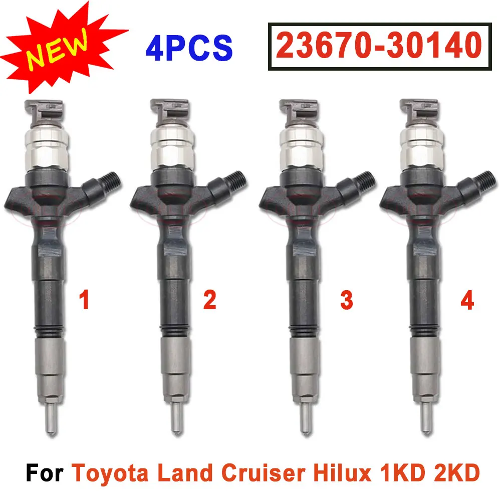 23670-30140 For Toyota Land Cruiser Hilux 3.0 D4D Injector 095000-6760 New Diesel Fuel Nozzle 0950006760 2367030140 4PCS
