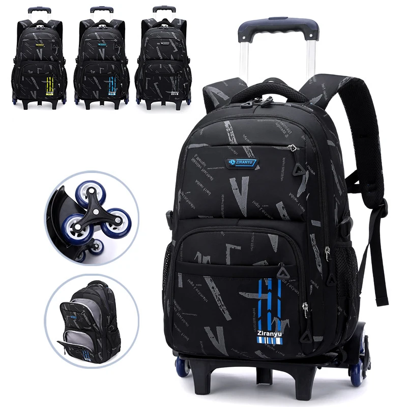 Student School Bag Rolling Backpack Kids Trolley Bag Boys School Backpack with Wheels Children Waterproof wheeled Backpack