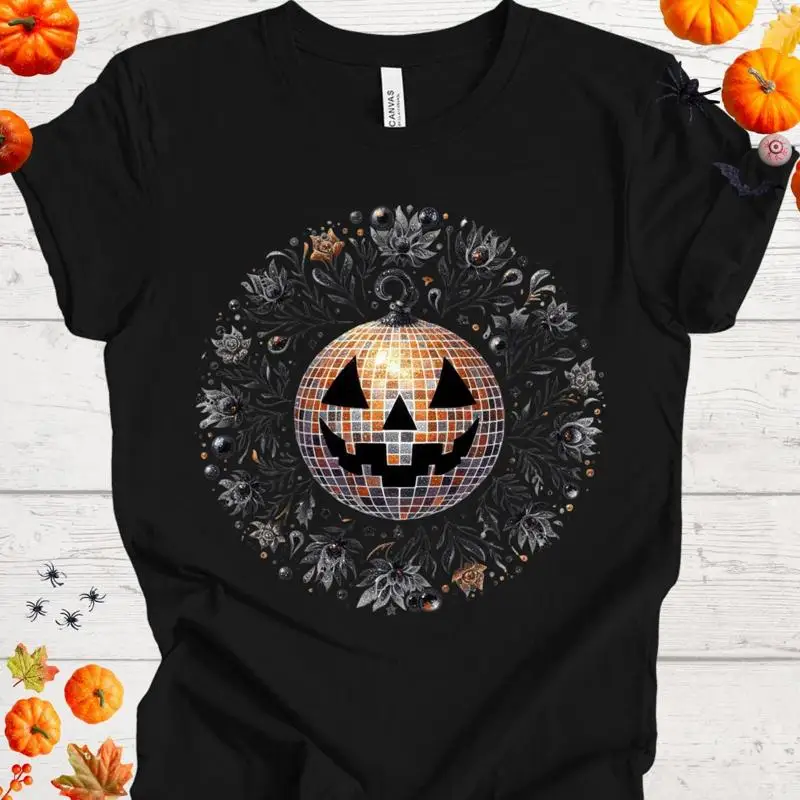 

Halloween Disco Ball Pumpkin Head T Shirt Spooky For Fun Unique Costume Idea And Funky Design