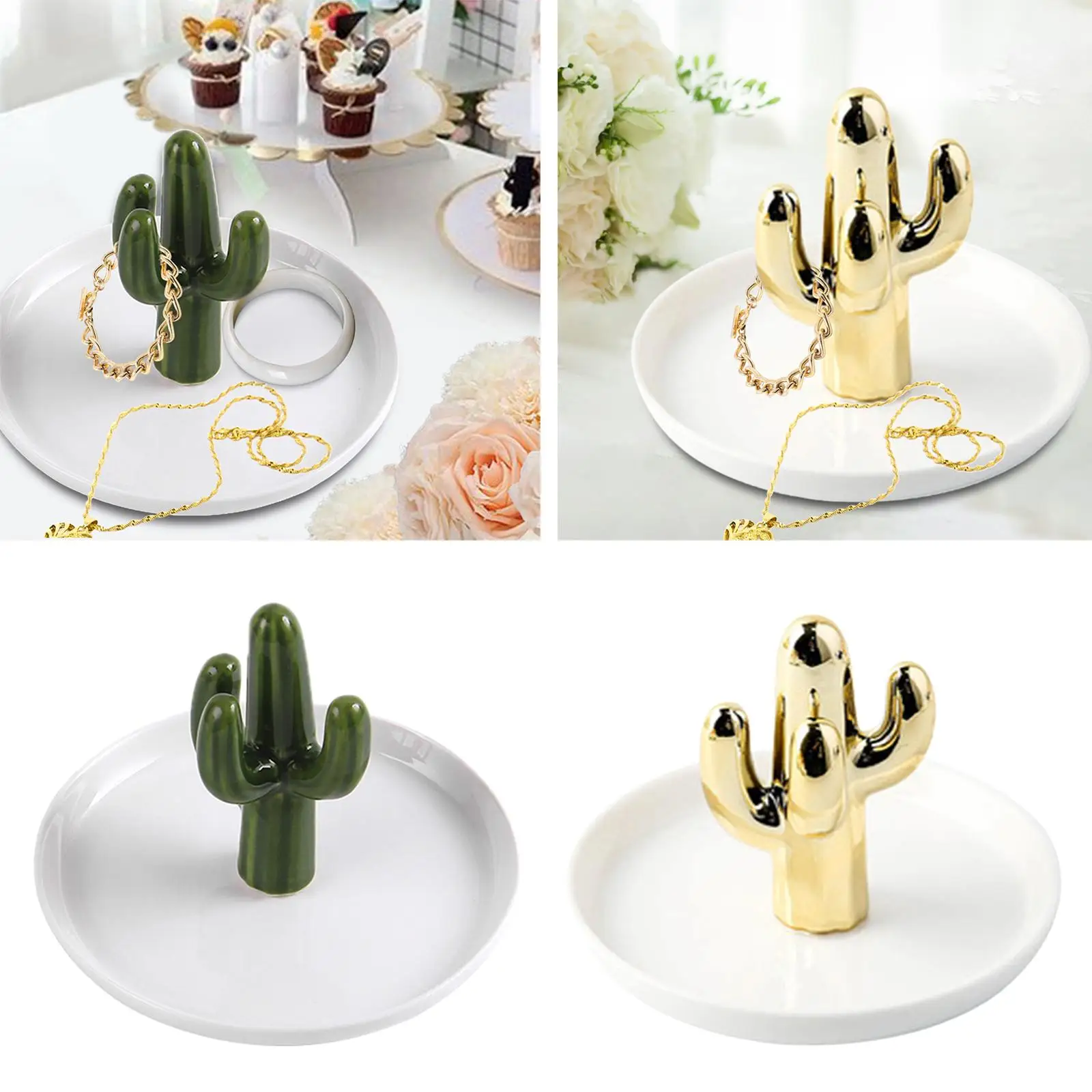 Exquisite Cactus rings Holder Tray Creative Gifts for Desktop Brooch Bathroom