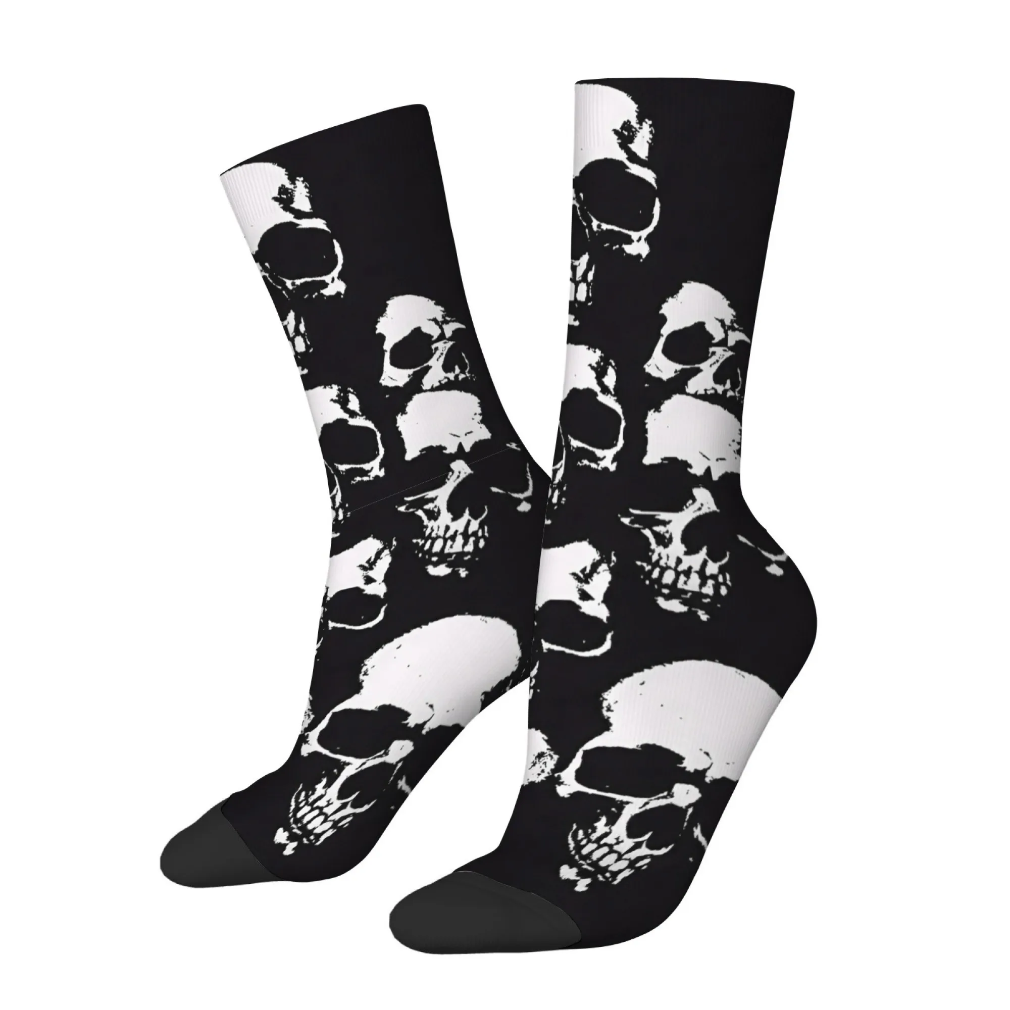 Retro Gothic Skull Print Men's Mid-Calf Socks Skin-Friendly Non-Slip  Breathable Socks Fashionable Trendy Fun Party Sports Socks