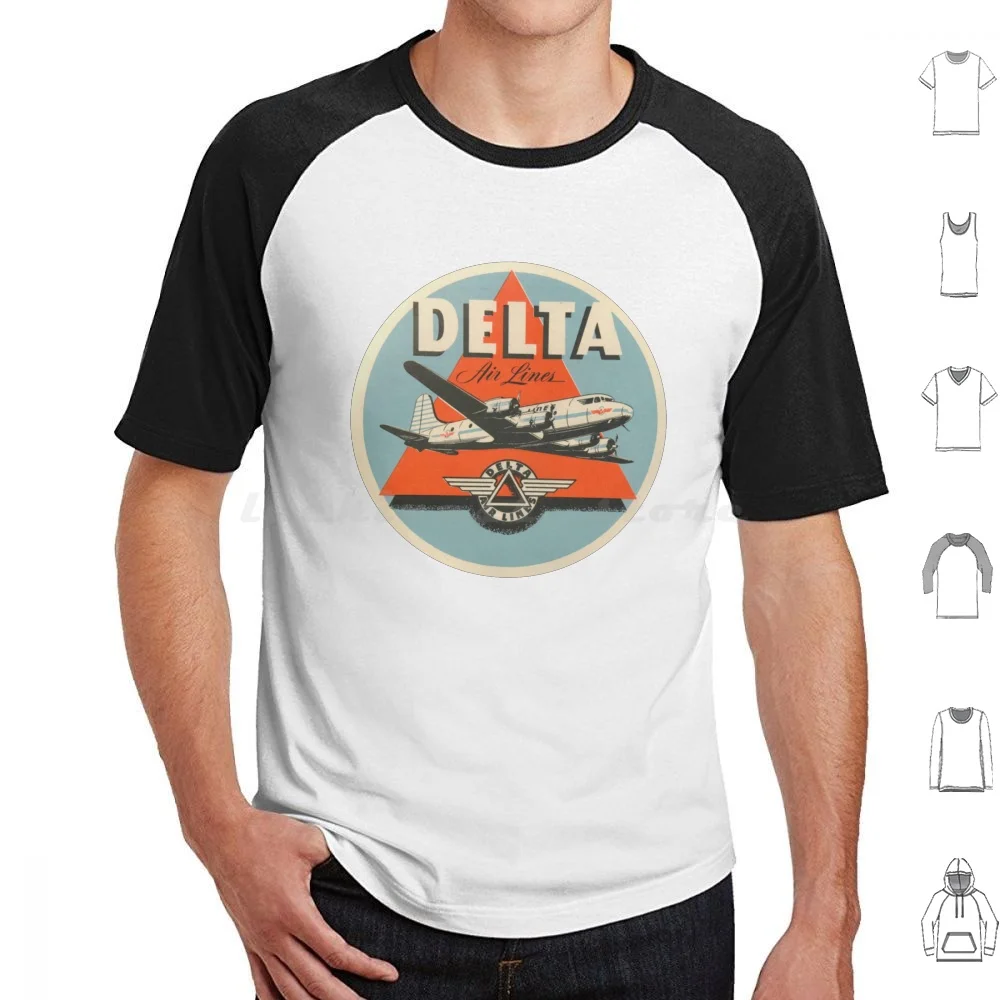

United States Delta Vintage Luggage Label T Shirt Cotton Men Women DIY Print Vintage Luggage Label Lufthansa Junkers Air Travel