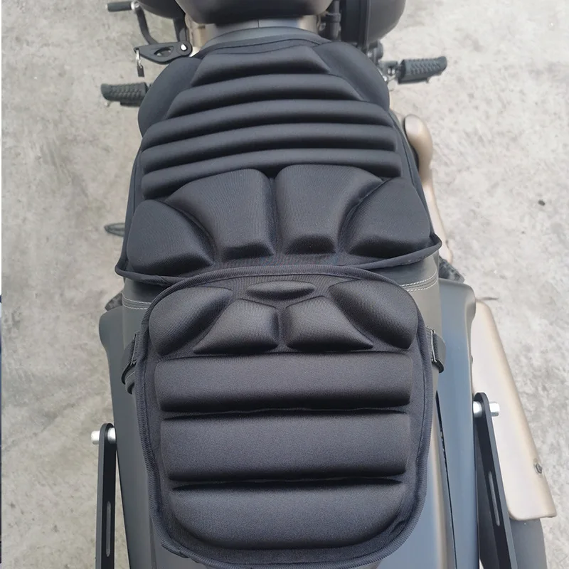 Motorcycle Seat Pad 2Pcs 3D Motorcycle Double Person Seat Cushion Shock-Absorbing Breathable Seat Cover For Motorcycle Accessory