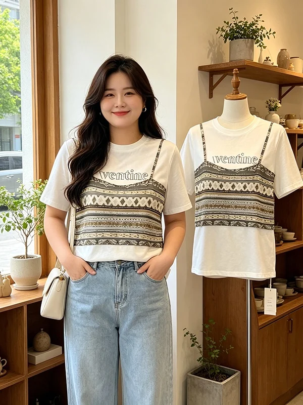 

Loose Short Sleeve T-Shirt Women's Summer New Style Printed Oversize Versatile Head over Body Top Korean Style Commute Fashion
