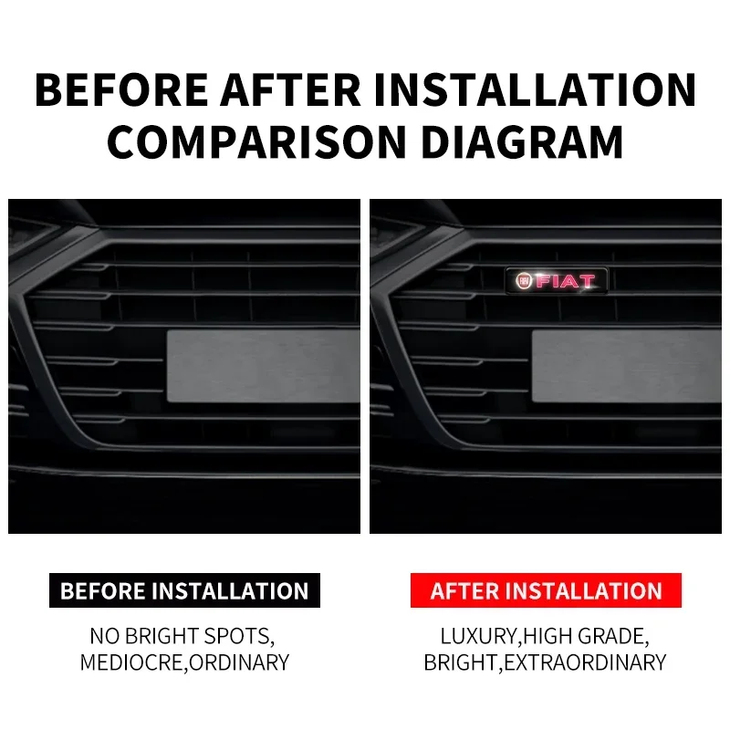 Car Decorative Light LED Front Hood Grille Emblem Badge Decor For Fiat JUNTO abarth 500 stilo ducato palio bravo doblo Egea view 3