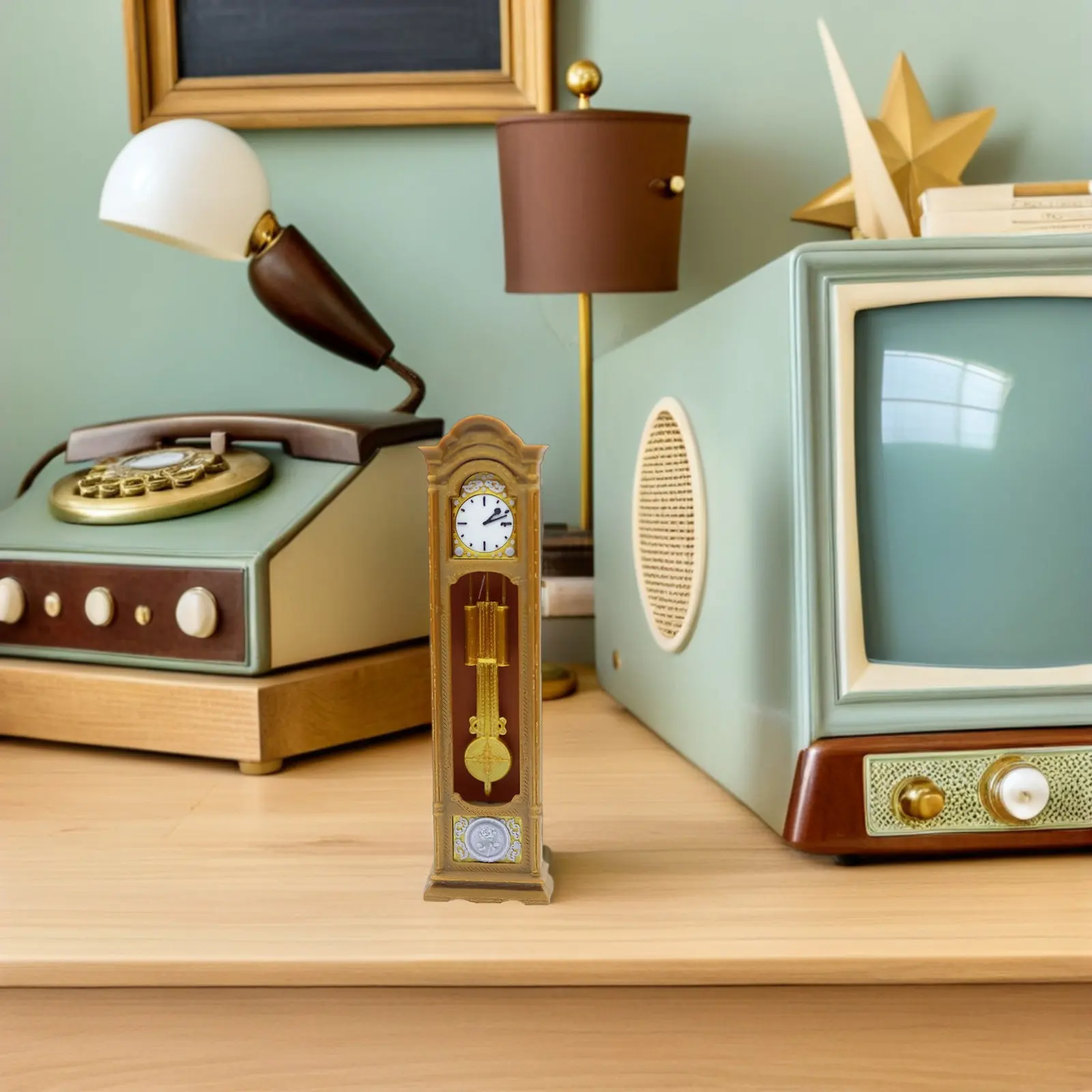 

1:12 Scale Mini Grandfather Clock Vintage European Design Detailed Craftsmanship for Miniature Furniture Decoration Scene