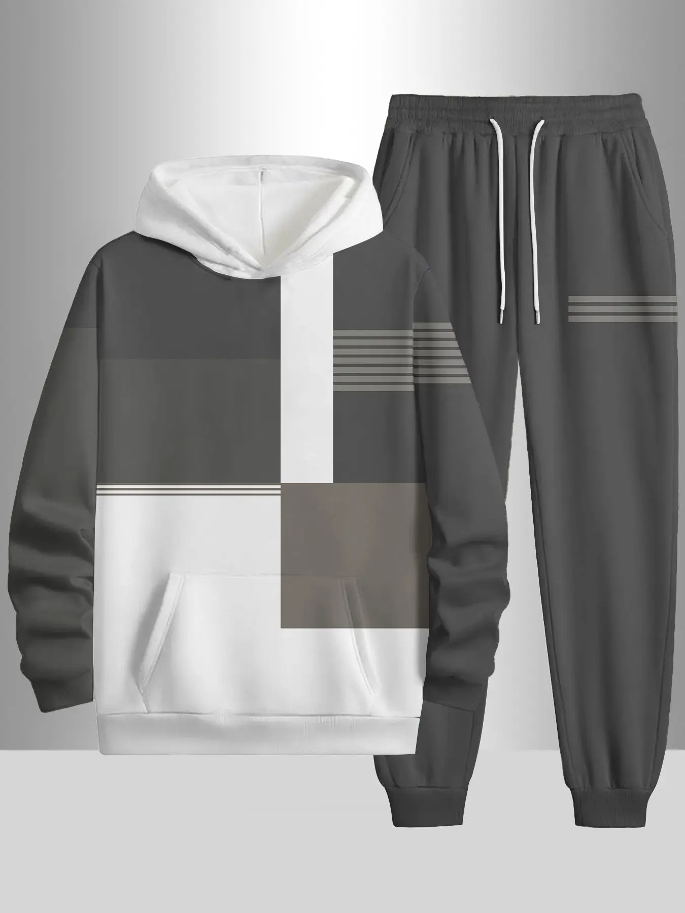 Комплект из 2 предметов, модный мужской спортивный топ с длинными рукавами и длинные брюки в европейском и американском стиле.