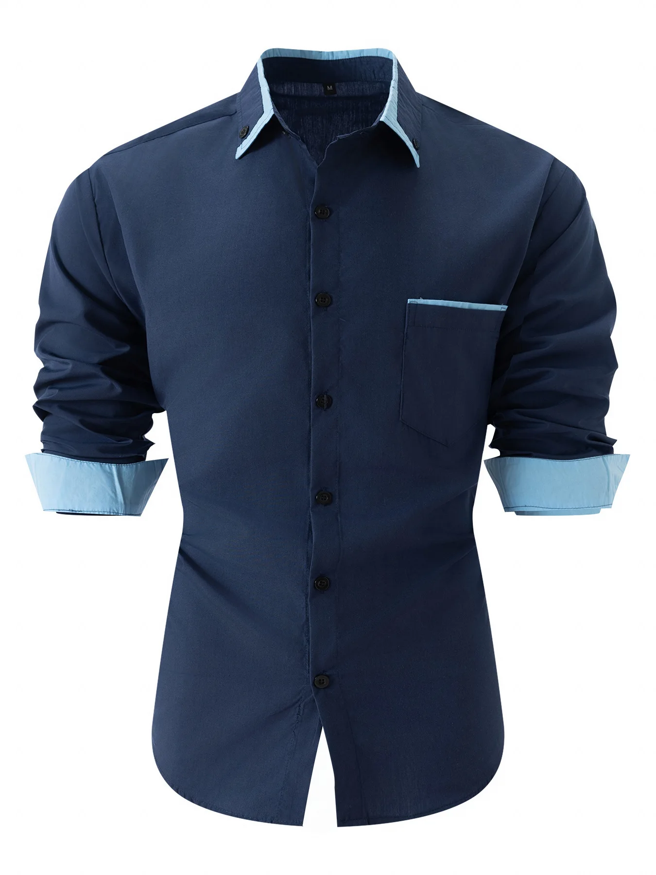 New men's Business casual Color Combination Loose long-sleeved Shirt