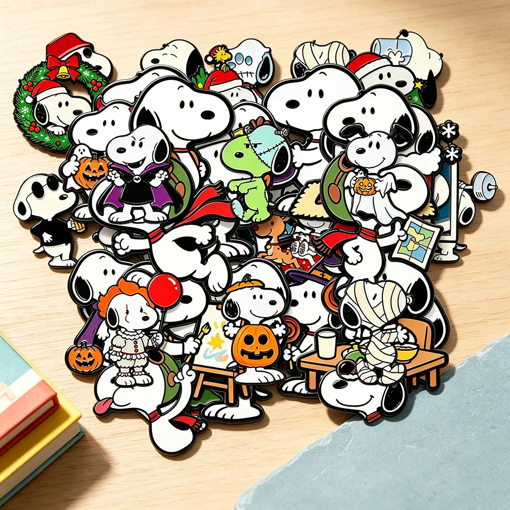 Surprise Random 4-20pcs Cute Cartoon White Dog Enamel Pins,Metal Lapel Brooch, Collectible Pin for Backpack Gift for Fans