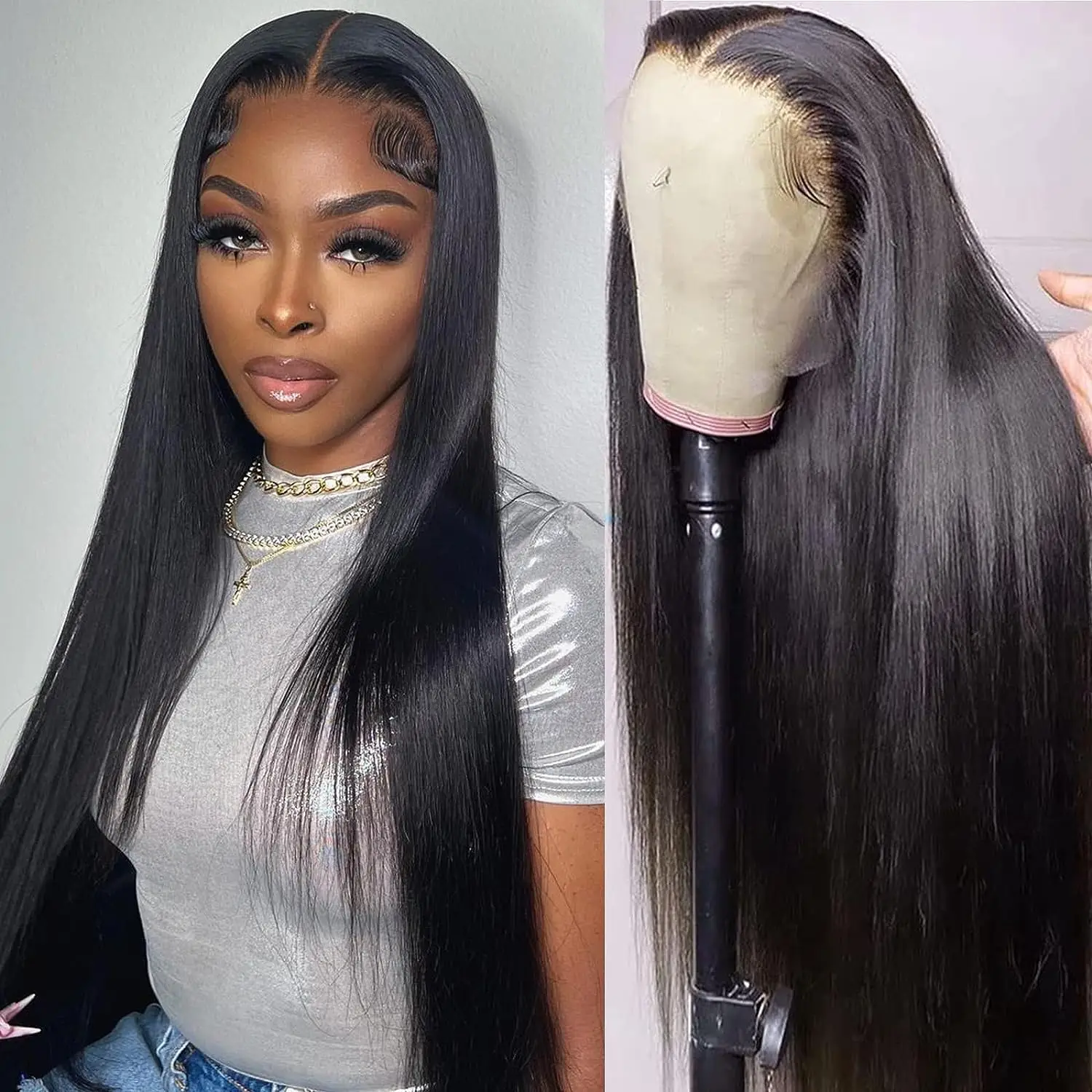 13x4 Transparent Lace Front Wig 100% Human Hair Wigs Straight Pre Plucked Bling Remy 13x6 Human Hair Lace Frontal Wig