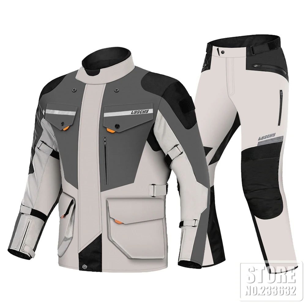 LYSCHY Motorjas Broek Pak Koudbestendig Waterdicht Winter Heren Motorrijden Moto Jas Beschermende uitrusting Armor Kleding