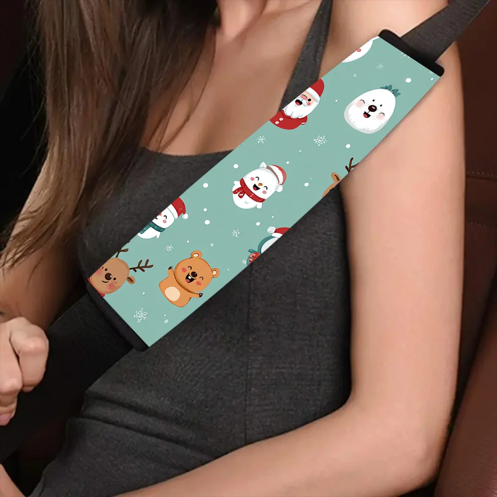 1pc-Winter Joy Characters, Print Car Comfort Seat Belt Cover, Car Shoulder Seatbelt Pads Cover For Adults, Car Accessories, Enha