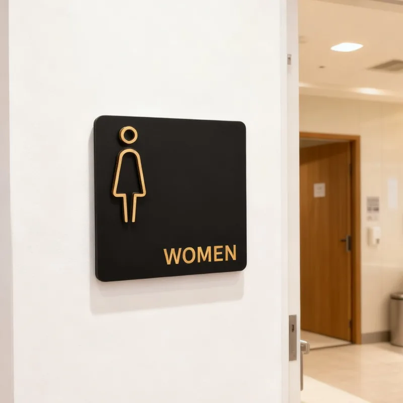 3D Acrylic Toilet Sign Women Men Disabled Bathroom Exit Door Plate for Office Cafe Shop Hotel Restaurant Toilet Creative Sticker, image 2