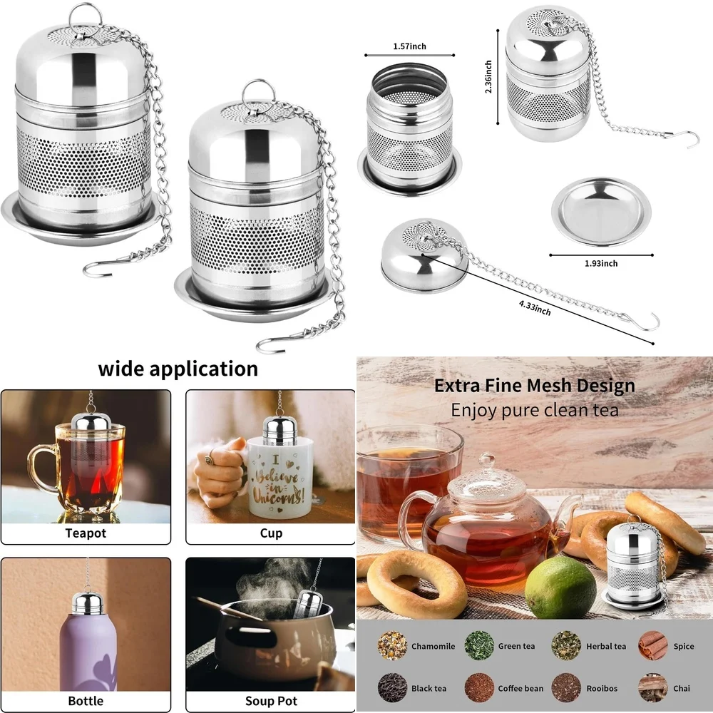 

2-пак. сетчатая корзина для заварки чая из нержавеющей стали для листового чая, многоразовый фильтр для чая с мелкой сеткой, совместимый с