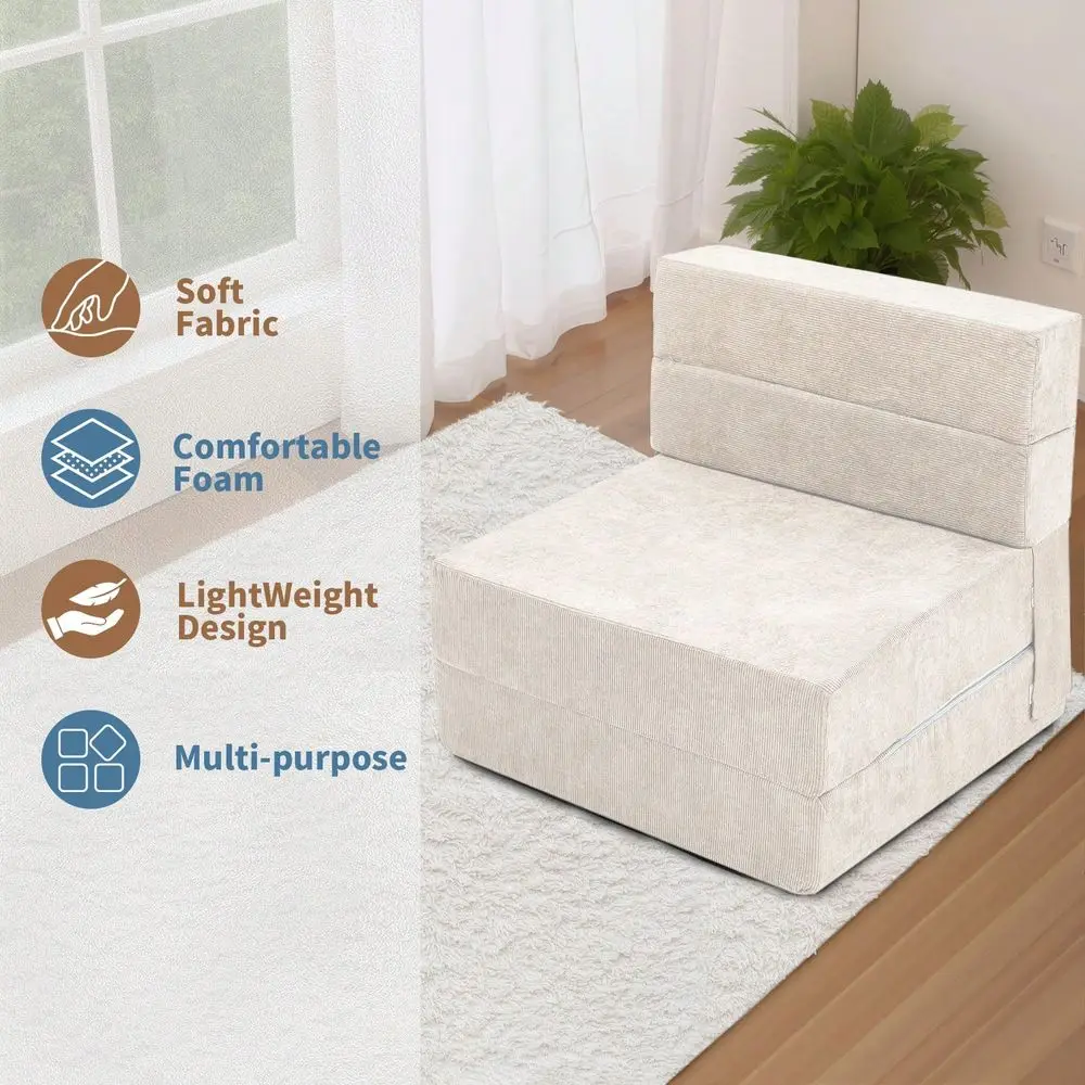 

6 Extra Thick Folding Sofa Bed, Tri Folding Floor Mattress, Sofa Futon Folding Chair Bed, Portable Floor Beds Folding Couch For