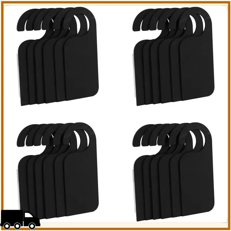 

A35M-24 Pcs Wooden Door Sign Hanger Mini Double-Sided Wood Blackboard Chalkboard Message Notes Memo Board Black