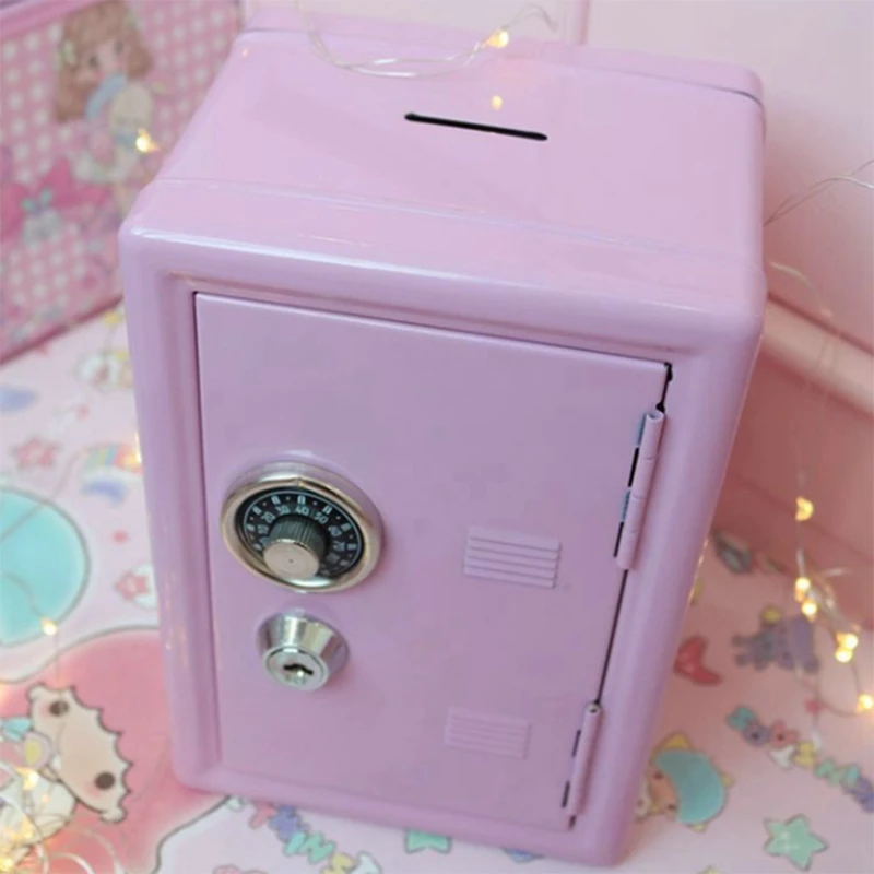 Kids Money Banks, Mini Money Box Gift Safe Case Password With Key Metal Money Box Storage Bedroom Locker Home Ornament