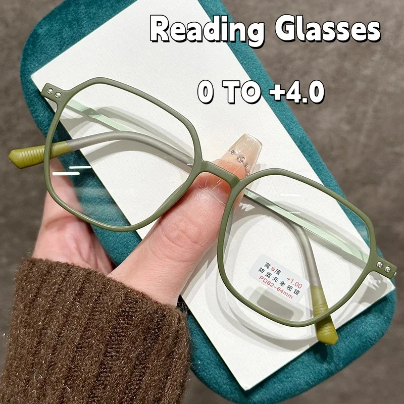 

Portable Ultra Light Square Frame Anti Blue Light Reading Glasses High-definition Retro Frosted Square Frame Presbyopia Glasses