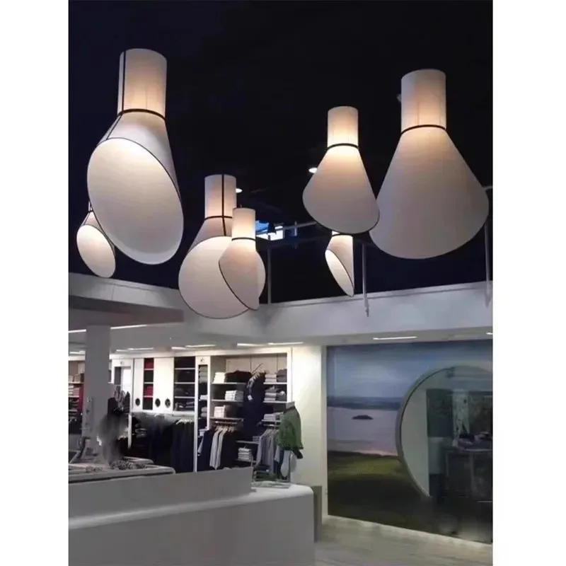 Surprising quiet style fabric pendant light LED Nordic creative art duplex staircase restaurant