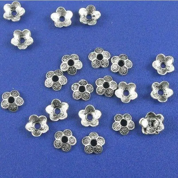 100pcs 8mm,hole:2mm Tibetan silver flower style bead caps h0800