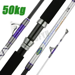 1.98M 2.1M Saltwater Spinning Big Game Fishing Rod 50kg 2 Piece Offshore Trolling Rod Sea Boat Fishing Pole with Roller Guides