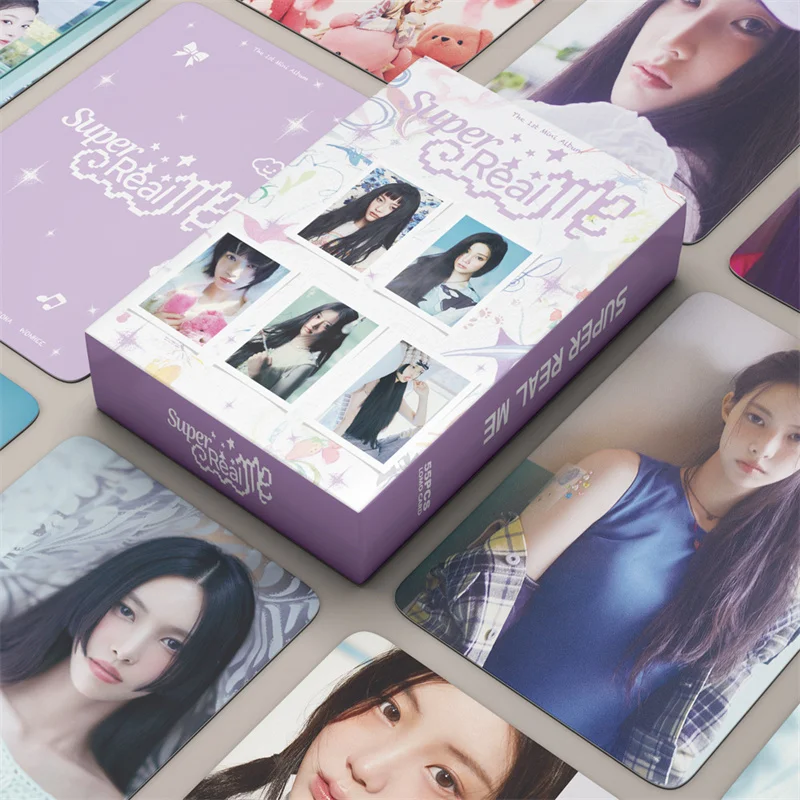 55 unids/set KPOP nuevo grupo de chicas ILLIT álbum 1er Mini álbum SUPER REAL ME LOMO tarjeta WONHEE MINJU IROHA YUNAH postal tarjeta fotográfica