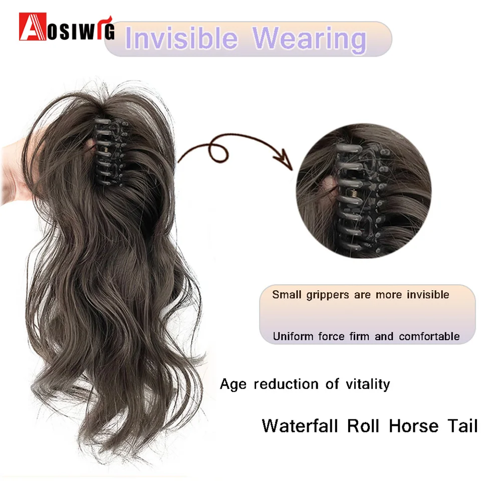 Synthetic 13inch Claw Clip On Ponytail Hair Extension Ponytail Extension Hair For Women Waterfall Half Tie Princess Ponytail