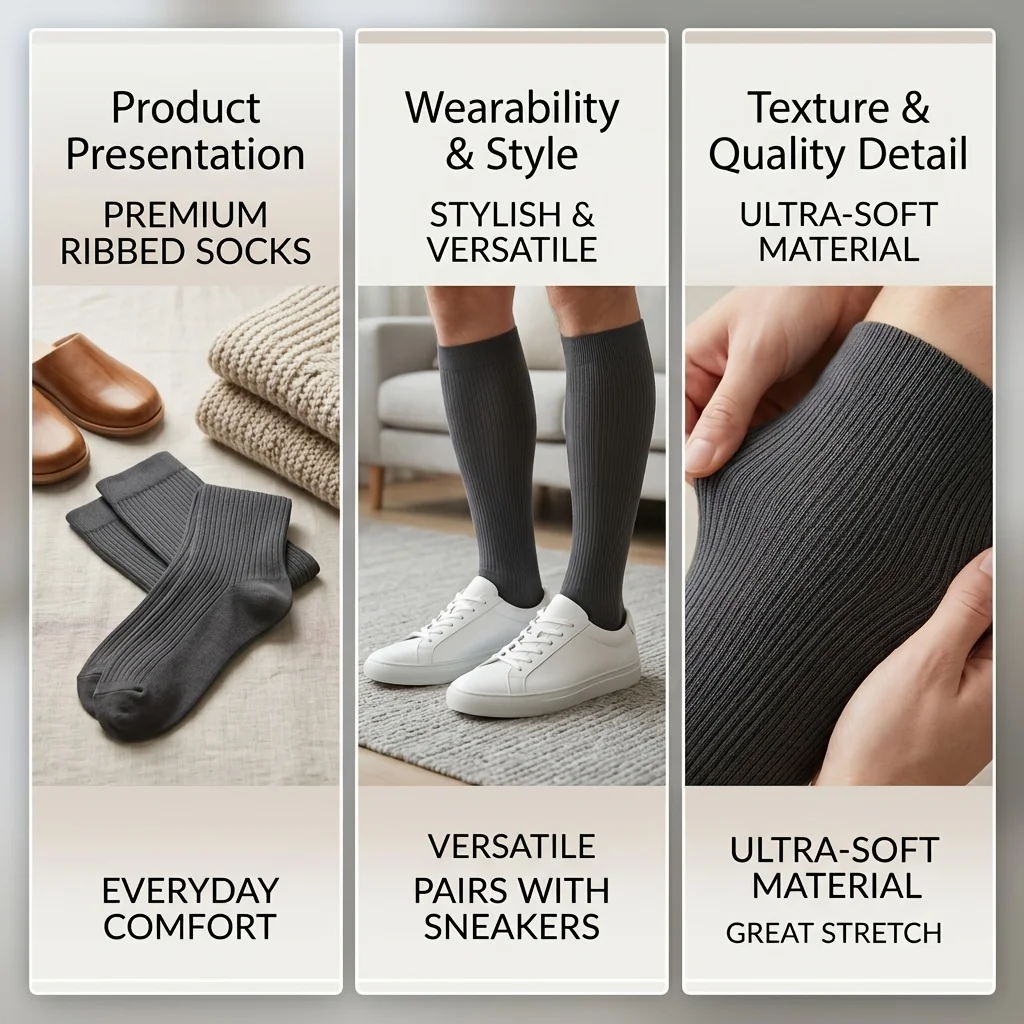 Flat Gray Non-Cotton Crew Sports Socks Moisture Wicking High Stretch Abrasion Resistant Solid Hosiery for Running Basketball Gym view 5