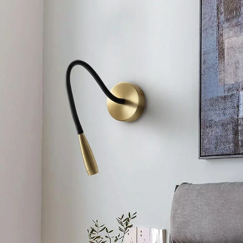 All Copper Wall Lamp Modern Minimalist Wall Lamp For Bedroom Study Led Bedside Reading Light Bathroom Fixtures Wall Mirror Light