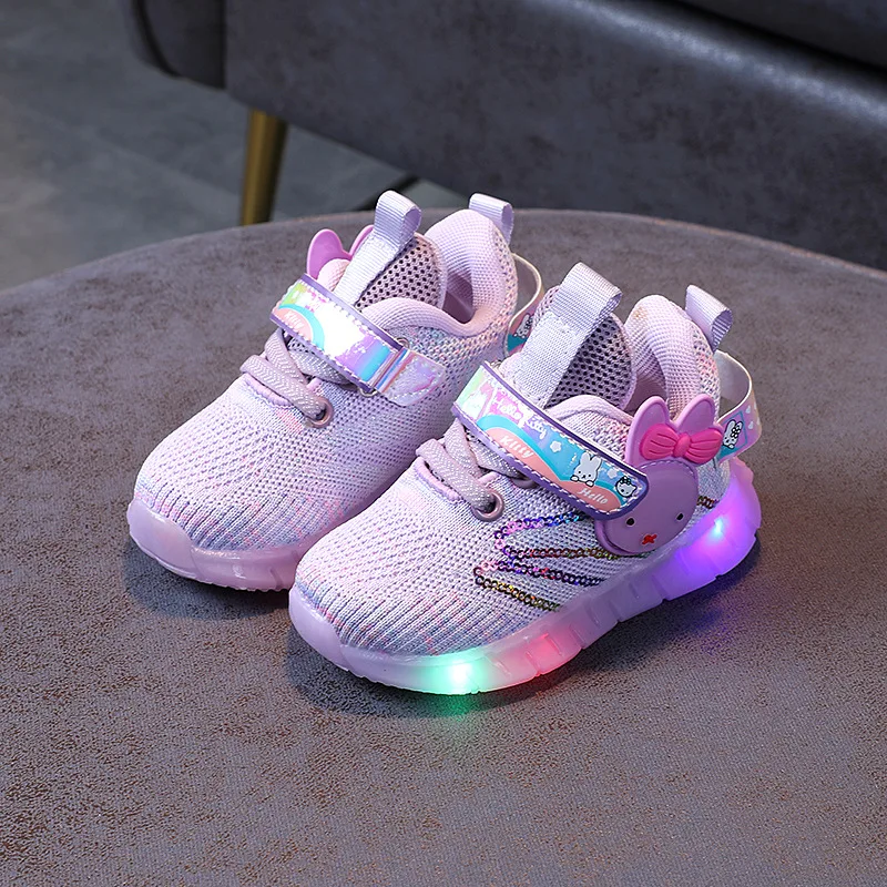 Kids Shoe LED Lit Girls Sports Shoes 23 Spring Baby Casual Shoes Infant /Toddler Walking Shoe Luminous Cartoon Shoe Running Shoe