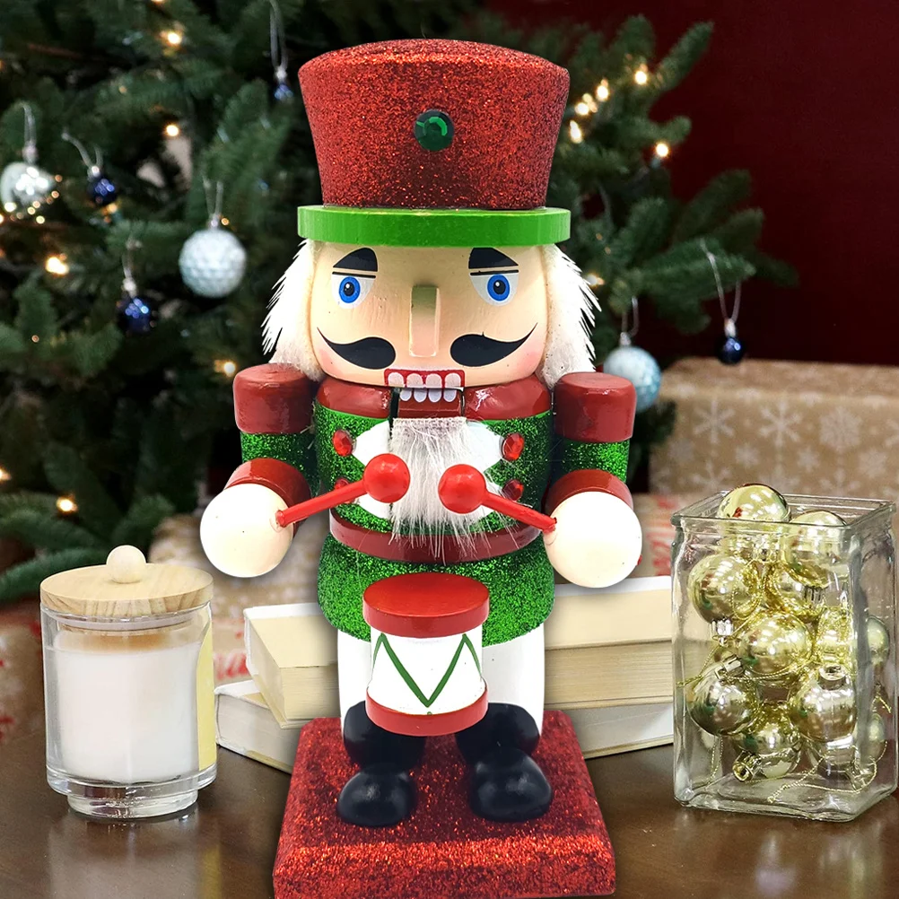Wood Nutcracker Christmas Ornament Classic Holiday Xmas Festival Tabletop Shelf Decor Nutcracker Puppet Figure Reusable Charming