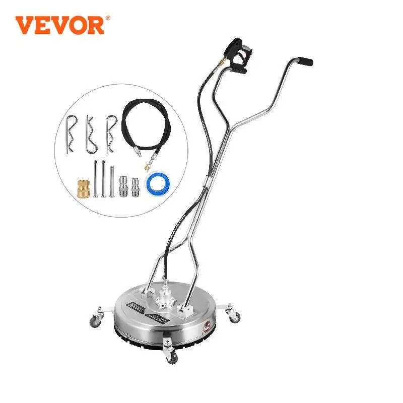 VEVOR 18-24 Inch Flat Surface Cleaner W/ 3 Nozzle Stainless Steel 4000PSI Pressure Washer Rotating Flat Surface Cleaning Machine