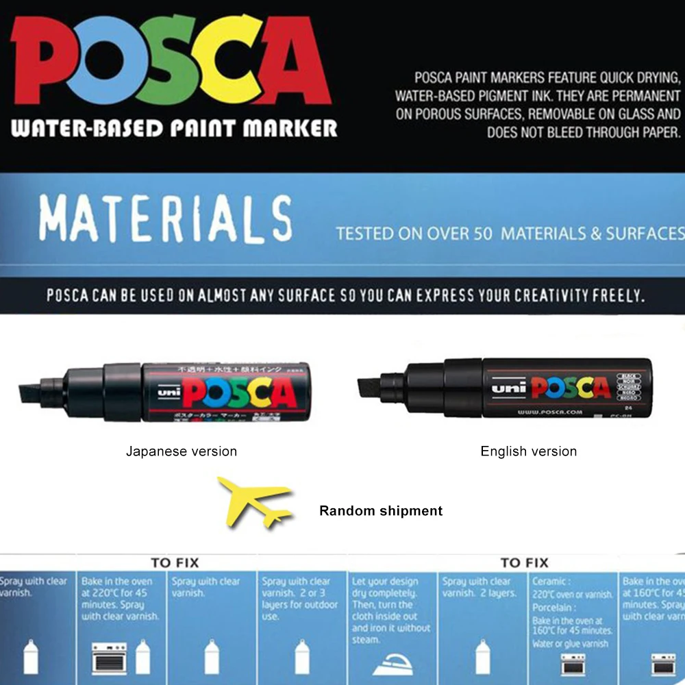 UNI POSCA Markers PC-8K Extra Thick 8mm 35 Full Color Advertisement Painting Graffiti Acrylic Art Supplies Japanese Stationery