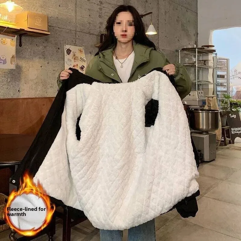 النمط الأمريكي صوف مبطن سترة الشتاء سميكة الرجال حروف ملابس خارجية العلامة التجارية العصرية معطف القطن للجنسين لباس غير رسمي #1