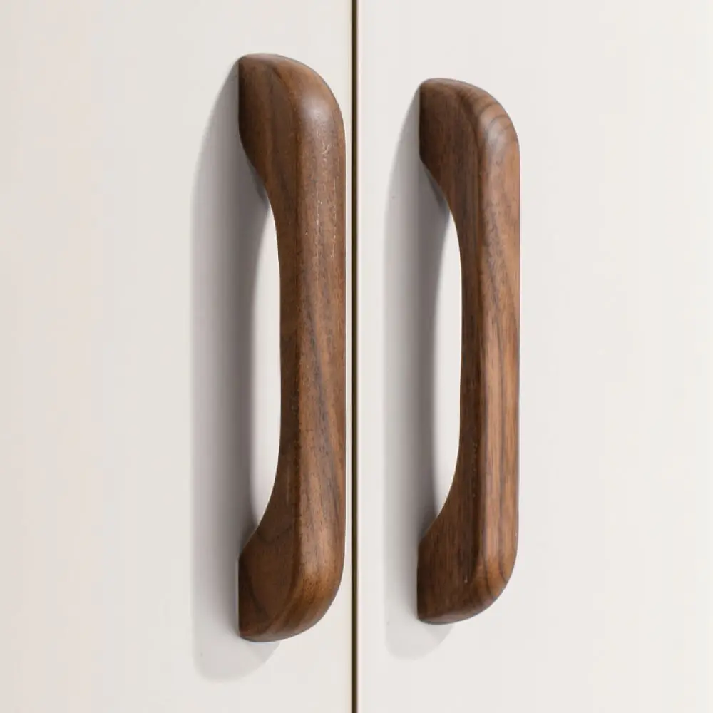 Solid Wood Drawer Handle Minimalist Kitchen Cabinet Knob Natural Walnut Beech Furniture Pull For Yingdun Home Decor
