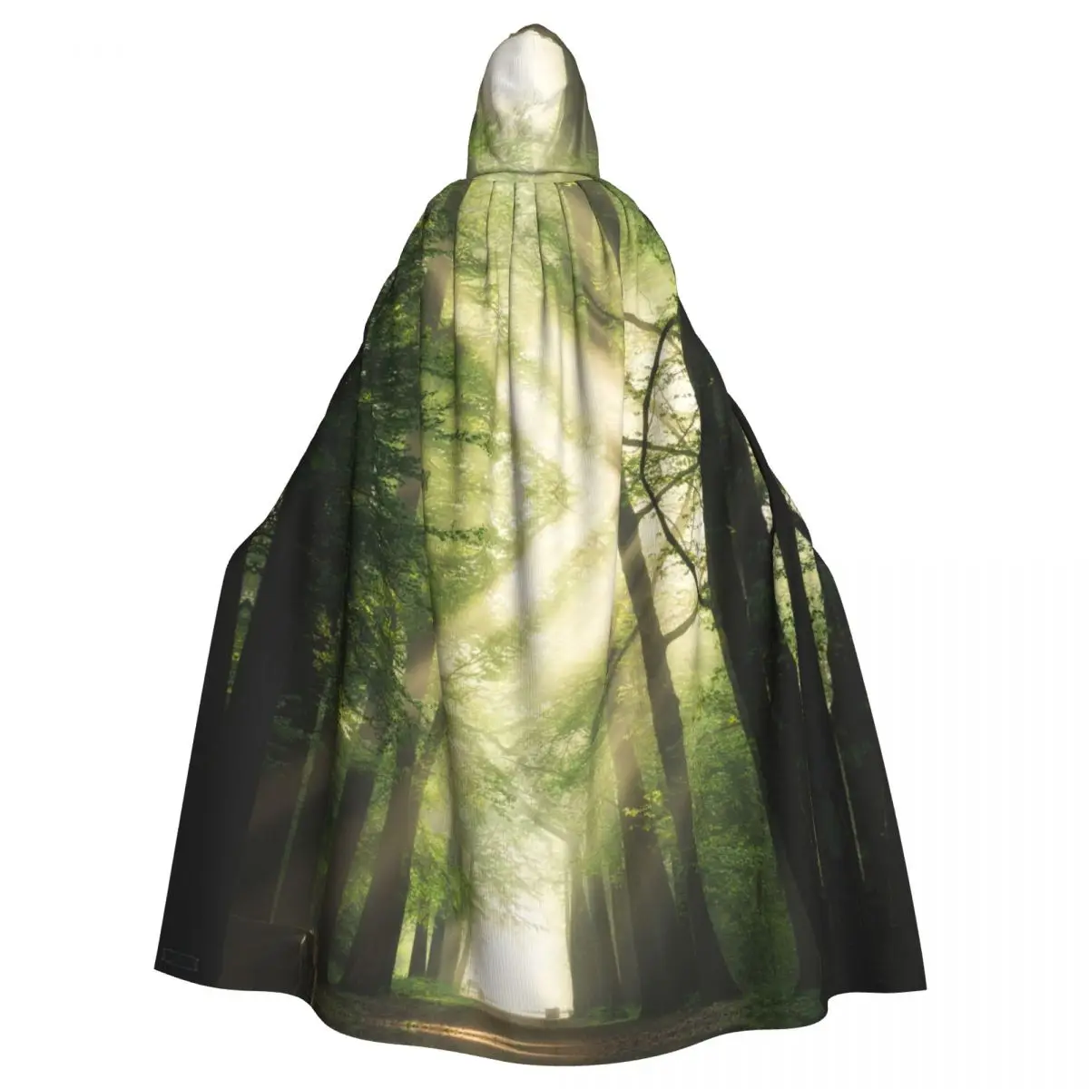 

Long Cape Cloak Pathway Middle Green Leafed Trees Hooded Cloak Coat Hoodies Elf Purim