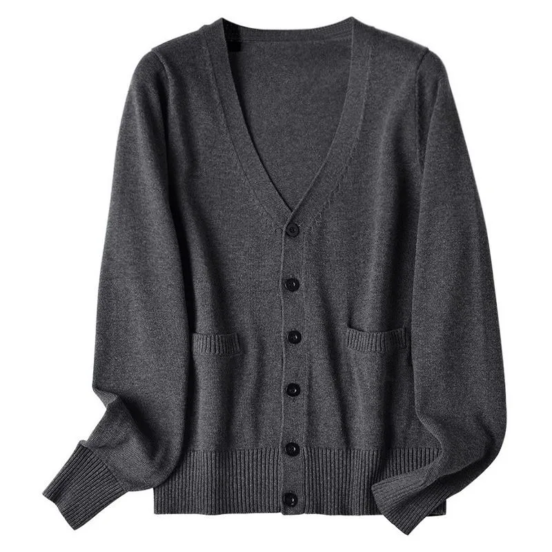 Cardigan solido donna scollo a v allentato stile giapponese JK Preppy studenti All-match primavera autunno cappotti Chic ragazze popolari Daily Mujer